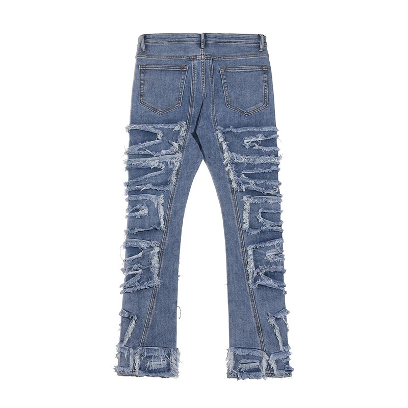 Retro Jeans for Men Straight Washed Hole Ripped Distressed Harajuku Hip Hop Loose Denim Trousers Vibe Style Casual Jean Pants 241218
