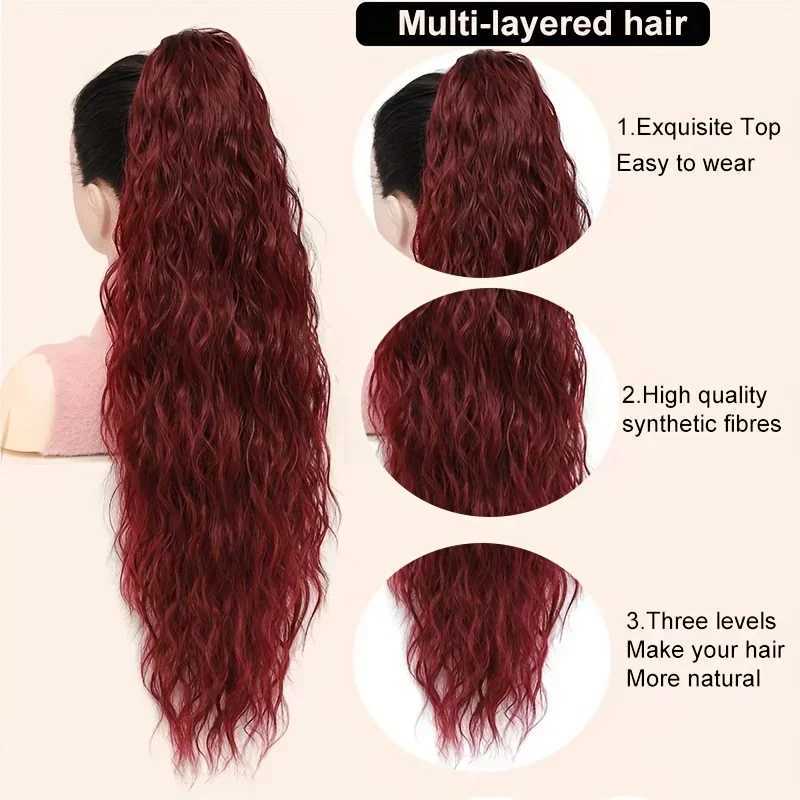28 Inch Long Ponytail Extension Curly Wavy Claw Clip on Fake Pony Tail Hair Piece Natural Fluffy Synthetic Horse Tail for WomenXJ241221