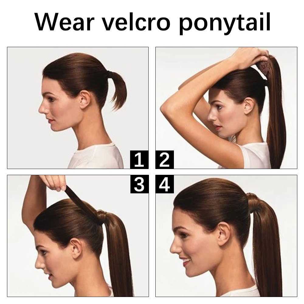 Synthetic Long Straight Ponytail Extensions 22 Inch Wrap Around Light Golden Brown Ponytails Hair Piece Pony Tail Hair ExtensionXJ241221