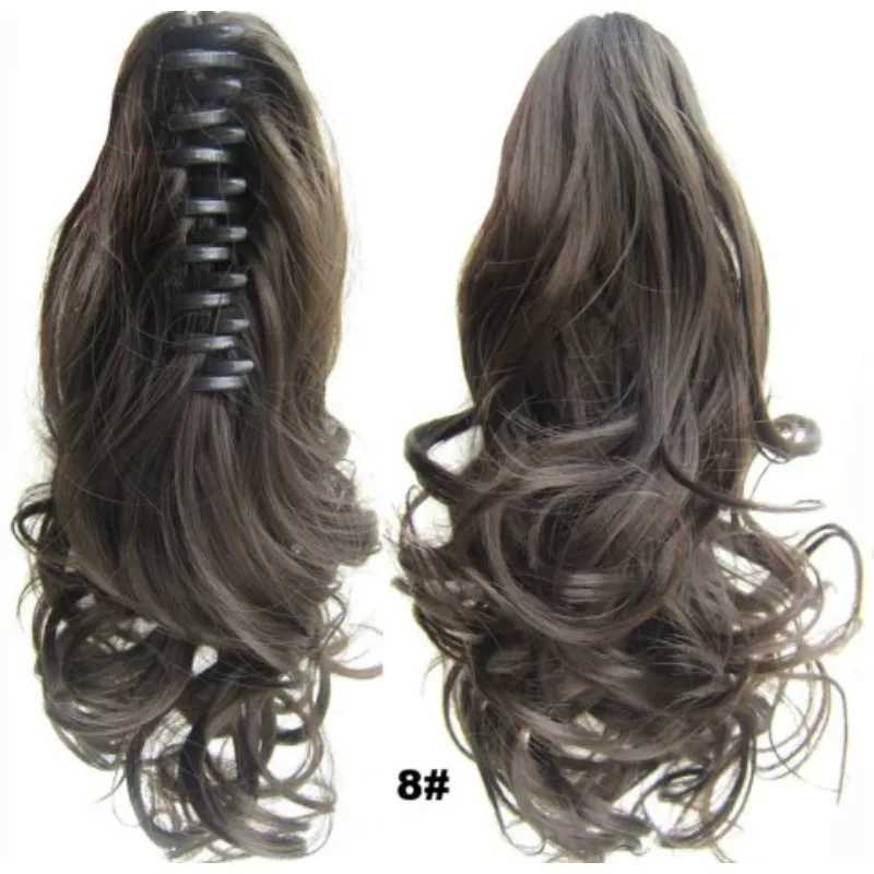 Synthetic Heat Resistant Hair Wavy Claw Clip in Ponytail Hair Extensions 90g 35cmXJ241221