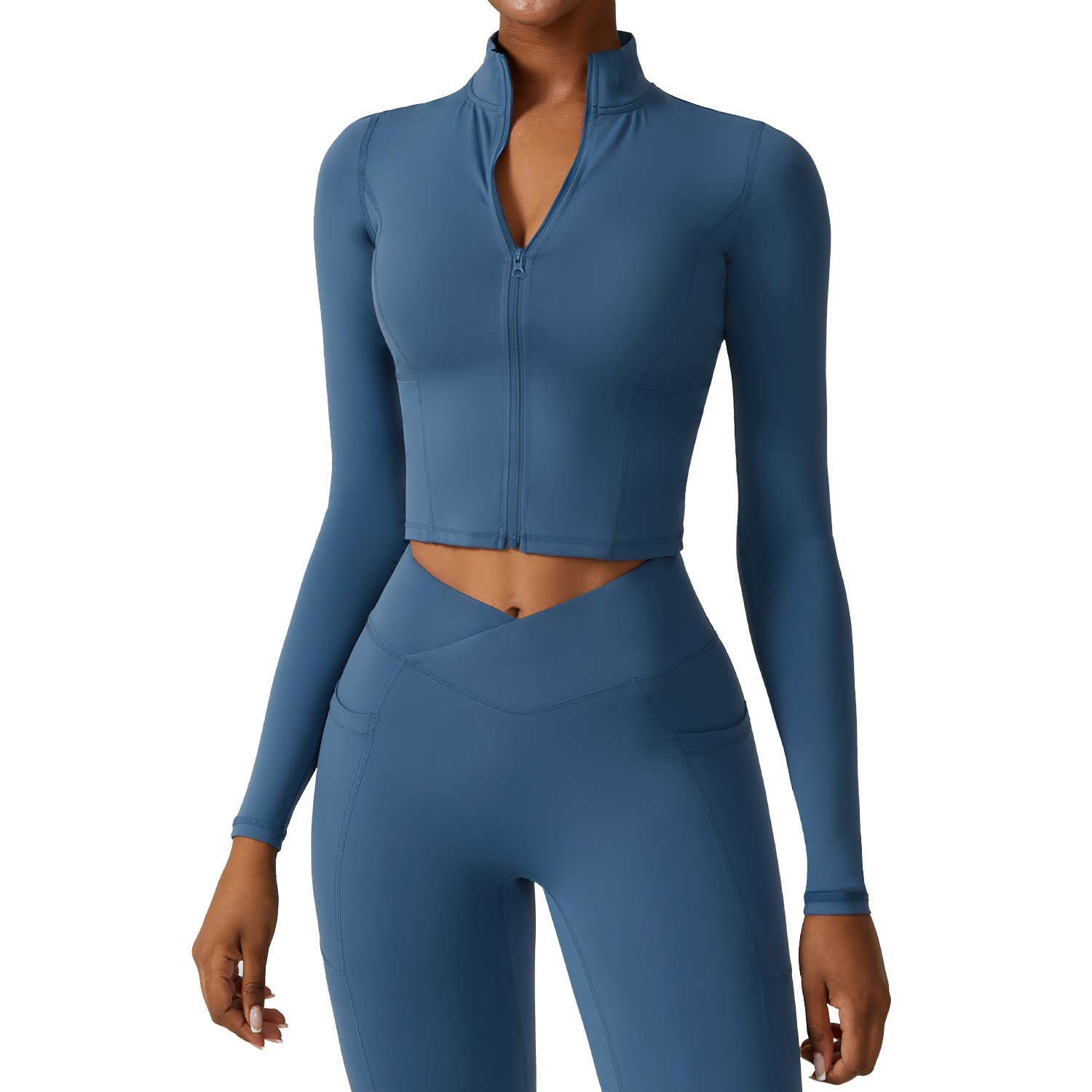 Quick Dry Long Sleeve Yoga Wear Jacket Zipper Windproof Running Exercise Jacket Tight Nude Fitness Clothing