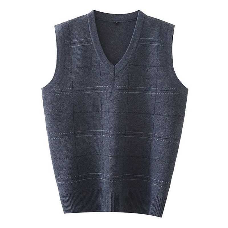 Knit Vest New Sweater For Men Casual V-neck Gentleman Fashion Plaid Father Clothes Soft And Comfortable Asian sizeXJ241221