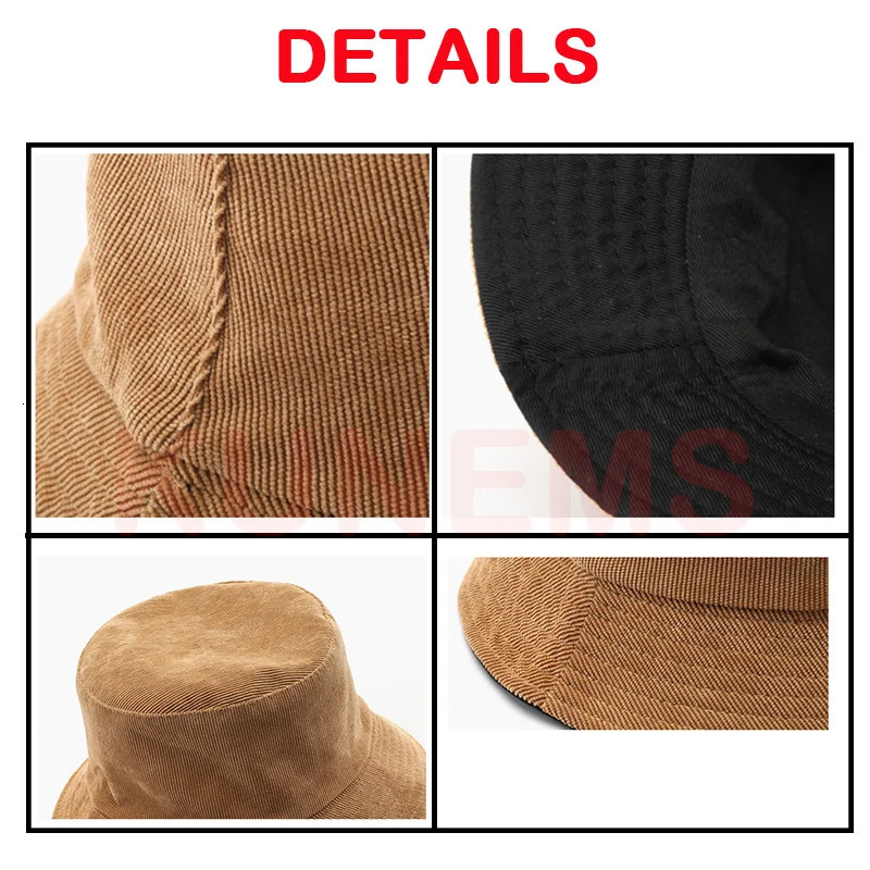 KUNEMS custom hat printing Corduroy bucket hat mens and womens embroidery DIY summer fisherman hat unisex 241219