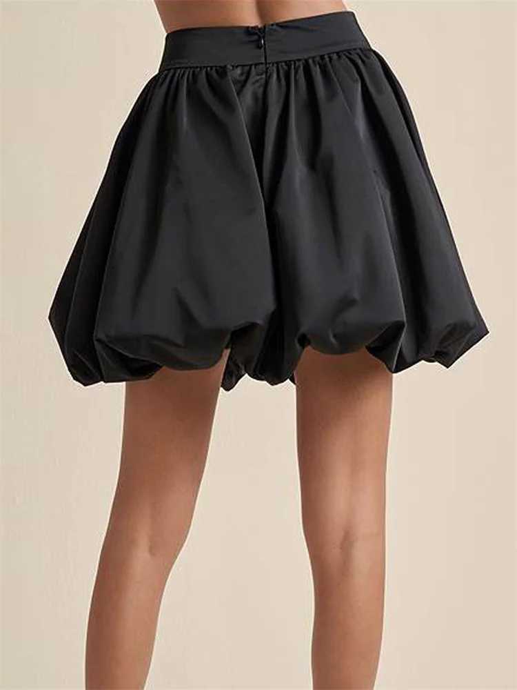 CHRONSTYLE Women Short Mini Tutu Skirts Loose Fit Casual Elastic Waist Black Solid Skirts for Summer Party Street Clubwear 2024XJ241221