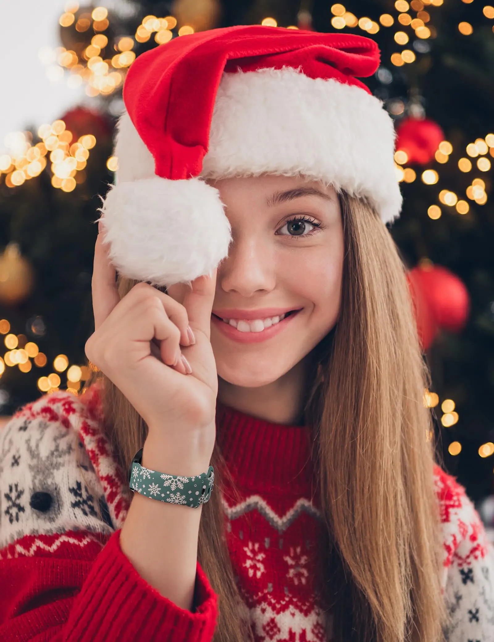 20mm Christmas Floral Engraved Band for Watch 7/FE/6/5/4 Silicone Strap for Watch 6 Classic/Watch 3/Active 241220