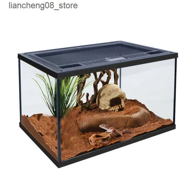 Other Pet Supplies Reptile Pet Glass Feeding Box Turtle Terrarium Rainforest Ecological Tank Snail Crab Snake Spider Horned Frog Feeding Box L240910