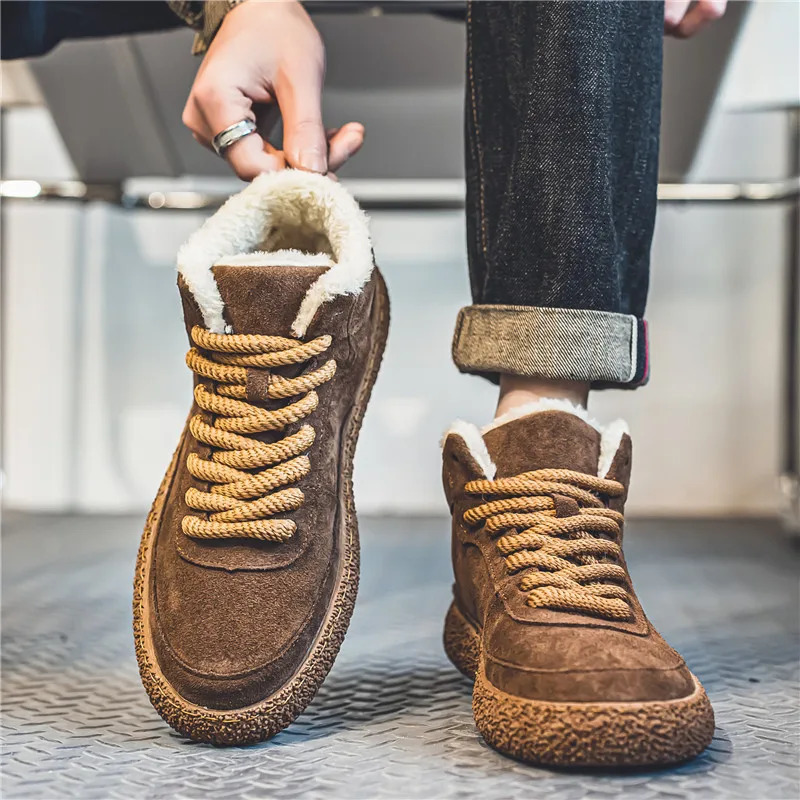 Winter mens sports shoes fur warm plush casual shoes mens skateboarding shoes platform sports shoes fashionable ing sports shoes 241213