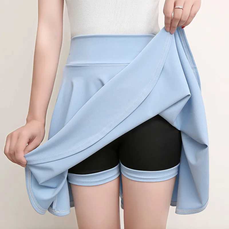2023 Flared Skirts Womens Basic Shorts Skirt Fashion Versatile Black Casual Mini Skater Medium Pleated Fluffy Skirt Plus SizeXJ241221