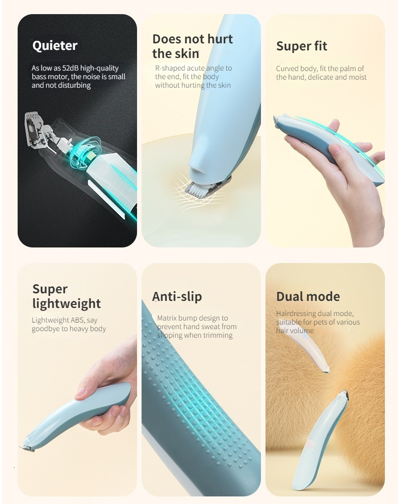 Pet Shaver Rechargeable Dog Cat Electric Clipper Trimmer Hair Remover Supplies 360° No Dead Ends