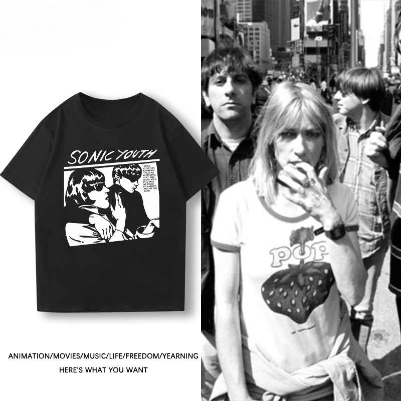 2024 New sonic youth Short Sleeve T-shirt men's and women's cotton spring and summer new rock band top half sleeve streetwear