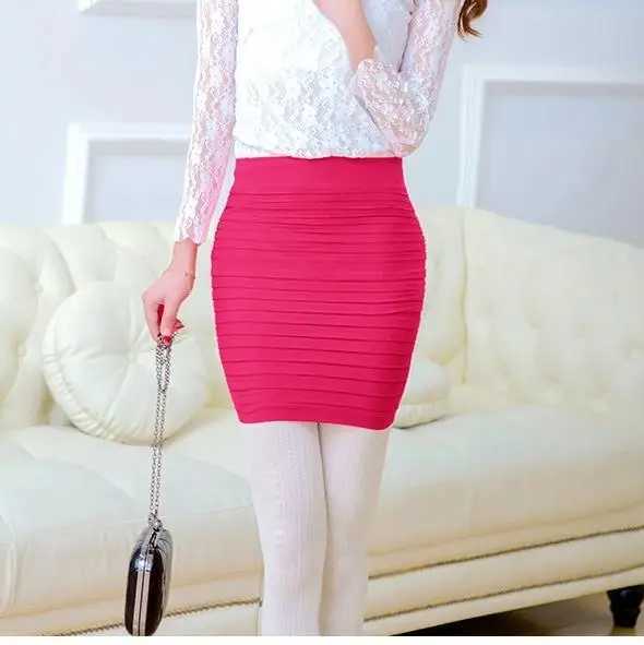 Fashion Bodycon Skirts 2024 Womens Summer Autumn Bottom Elastic Short Skirts For Office Lady Solid Color Draped Slim Mini SkirtXJ241221
