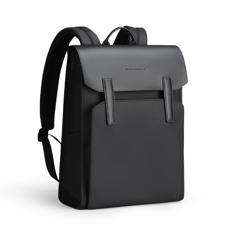 Mark Ryden Classic Work Black Leather Backpack 15.6 Inch Laptop Waterproof Bag School Bags Business Bacbackpack For Men