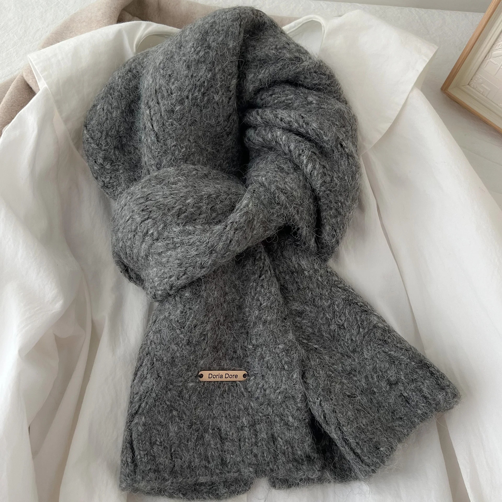 Winter Korean Albaca Alpaca Scarf Women Wool Blend Warm Scarves Hijab Student Knitted Shawl Wrap 241220