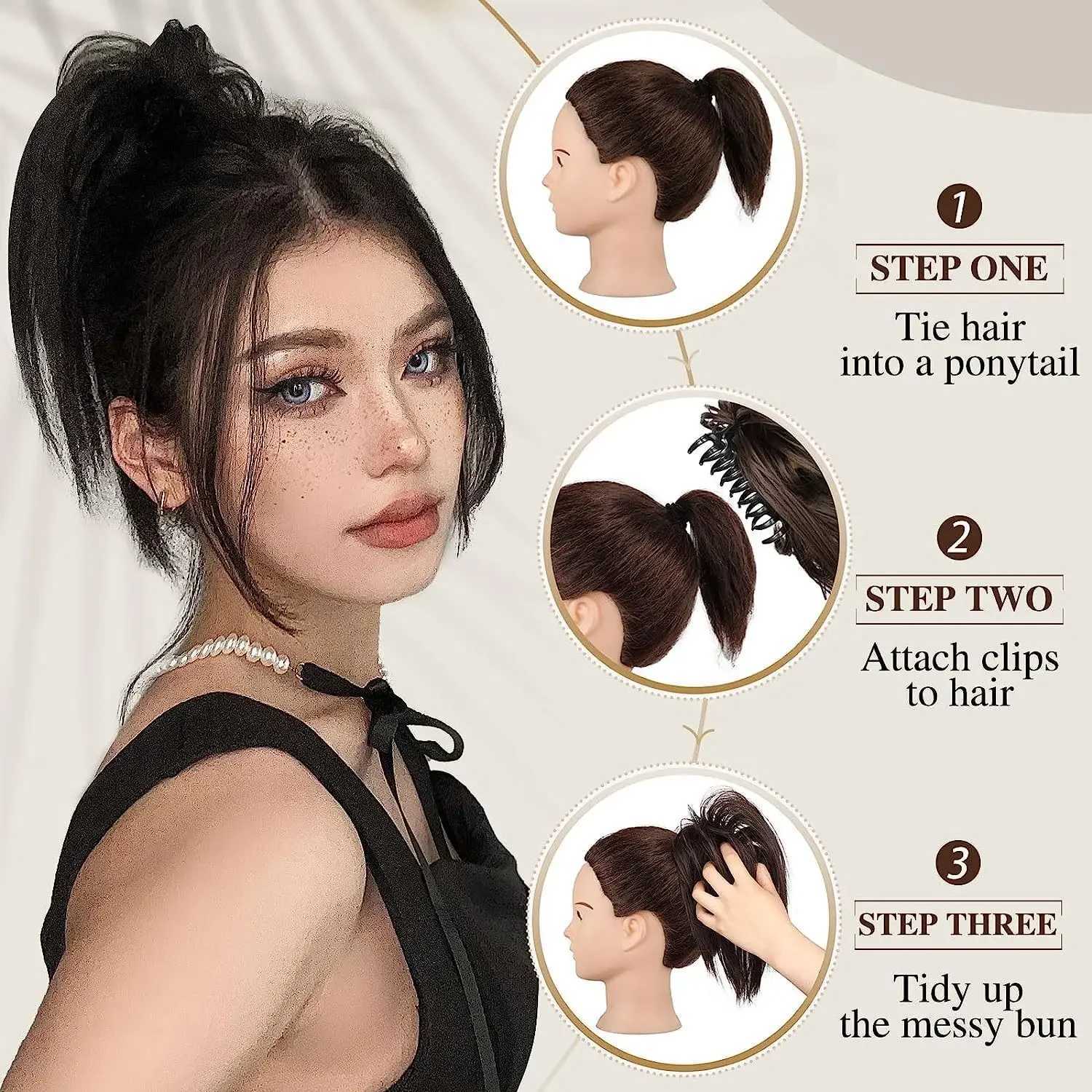 Messy Bun Hair Piece Claw Clip Hair Bun Extensions led Updo Hair Buns Claw Clip Ponytail Hairpieces Hair Scrune with ClipXJ241221