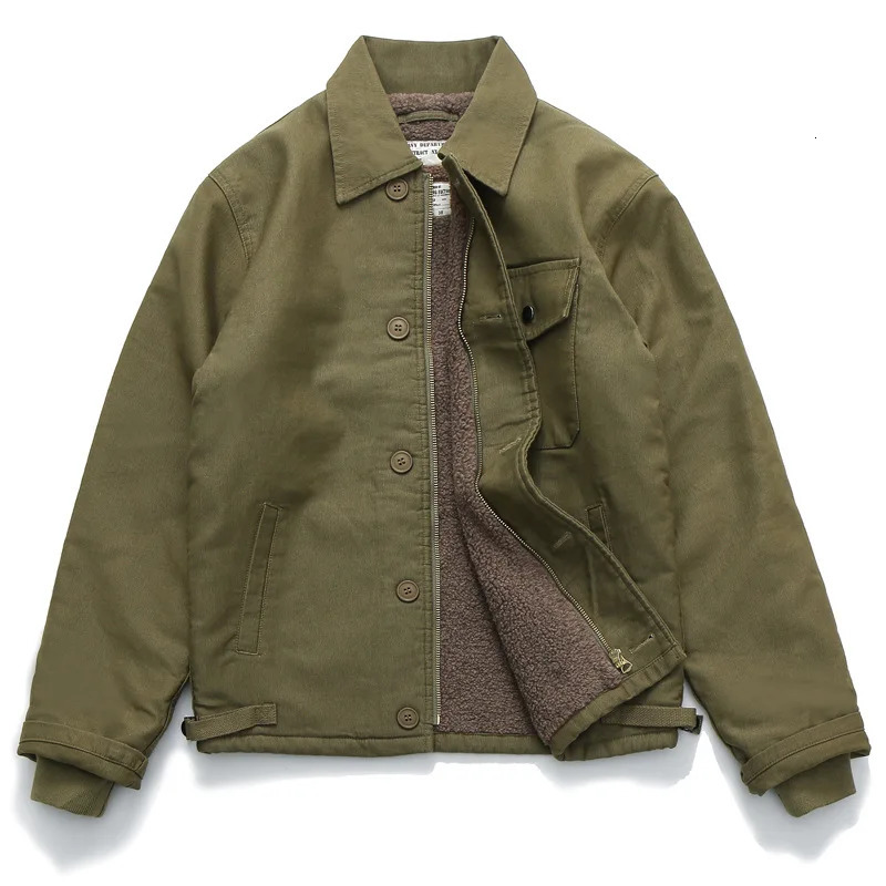 High Quality 100% Cotton American Vintage Workwear Jackets for Men A2 Deck Jacket JUNGLE CROSS Thick Warm Cashmere Coats Amekaji 241217