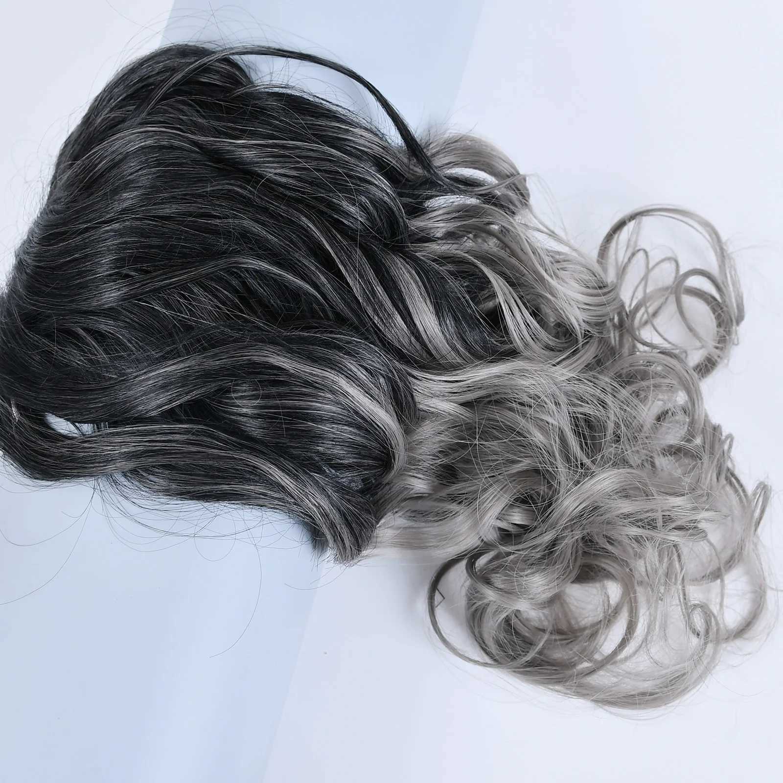 Jeedou Synthetic Ponytails Gray Color Long Straight Wavy Hair Ribbon Drawstring Ponytail Hair Extension HairpieceXJ241221