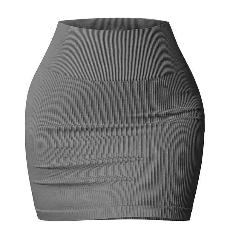 Womens Basic Elastic High Waist Bodycon Pencil Mini Skirt Casual Summer Ribbed Knit Short Skirt Fashion StreetwearXJ241221