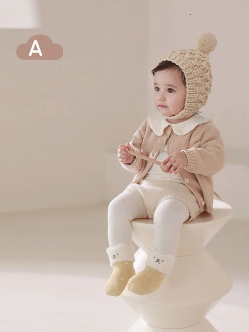 3 pairs of one million dollar winter childrens socks cute bear socks for girls warm wool pads for children in tube socks 241220