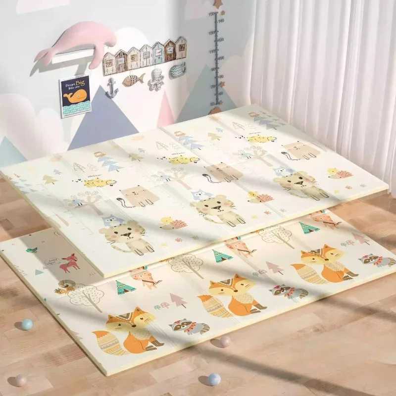 New baby folding crawling mat Childrens cartoon waterproof crawling game carpet Double sided childrens carpet Soft foam mat W241221