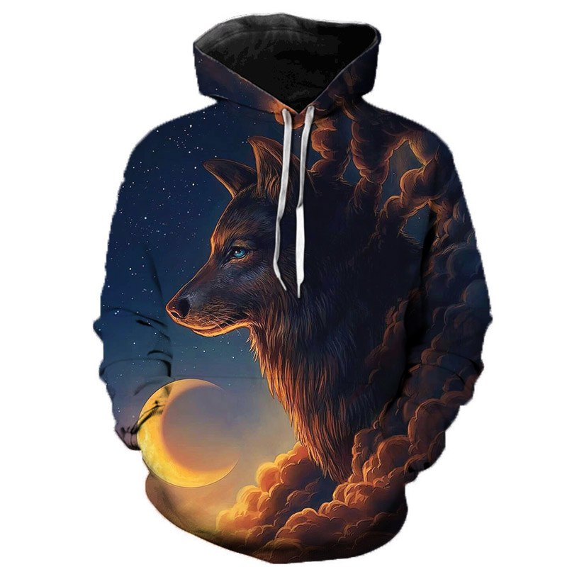 3D Wolf Hoodies Men Hooded Animal Wolf Printed Hoodie Sweatshirts Tracksuits Man/women Jackets Funny Hoody Drop