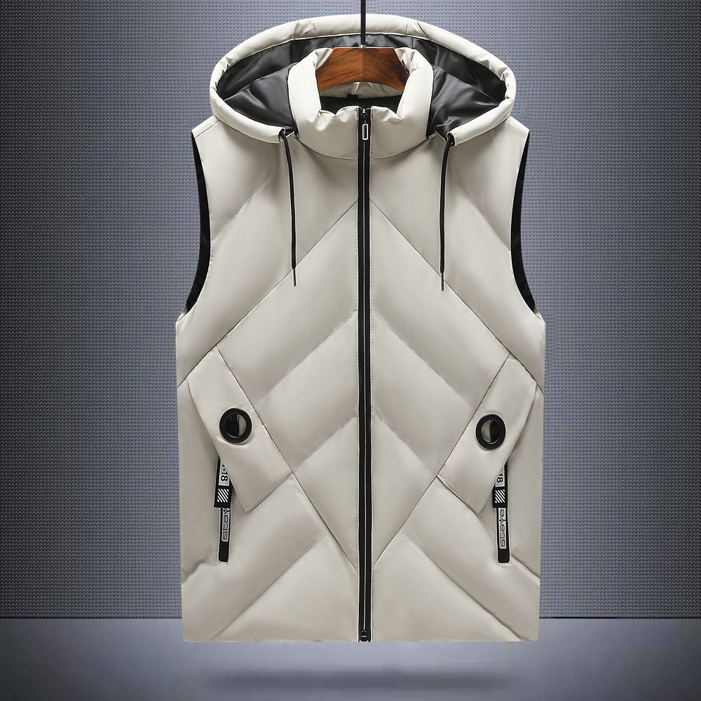 2025 New Fashion Spring Autumn Down Cotton Vest Men's Jacket Young Leisure Winter Self-cultivation