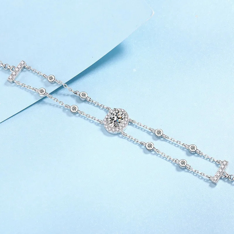 Na Tarnish Free Women VVS Charm Bracelets Women Wedding Jewelry 925 Sterling Silver Double Layers Bracelet 241214