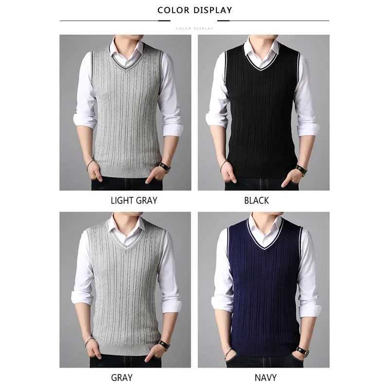 BROWON Men Clothes 2024 Autumn Winter New Classic Slim Sweaters V-neck Sleeveless Sweater Mens Knitwear Sweater Vest for MenXJ241221