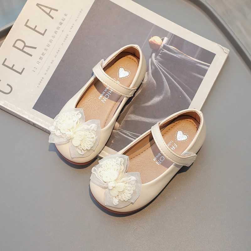 Sneakers Girls Princess Leather Shoes Solid Color Elegant Childrens Flats Fashion Sweet Kids Stage Performance Single Shoes Round-toe H241221