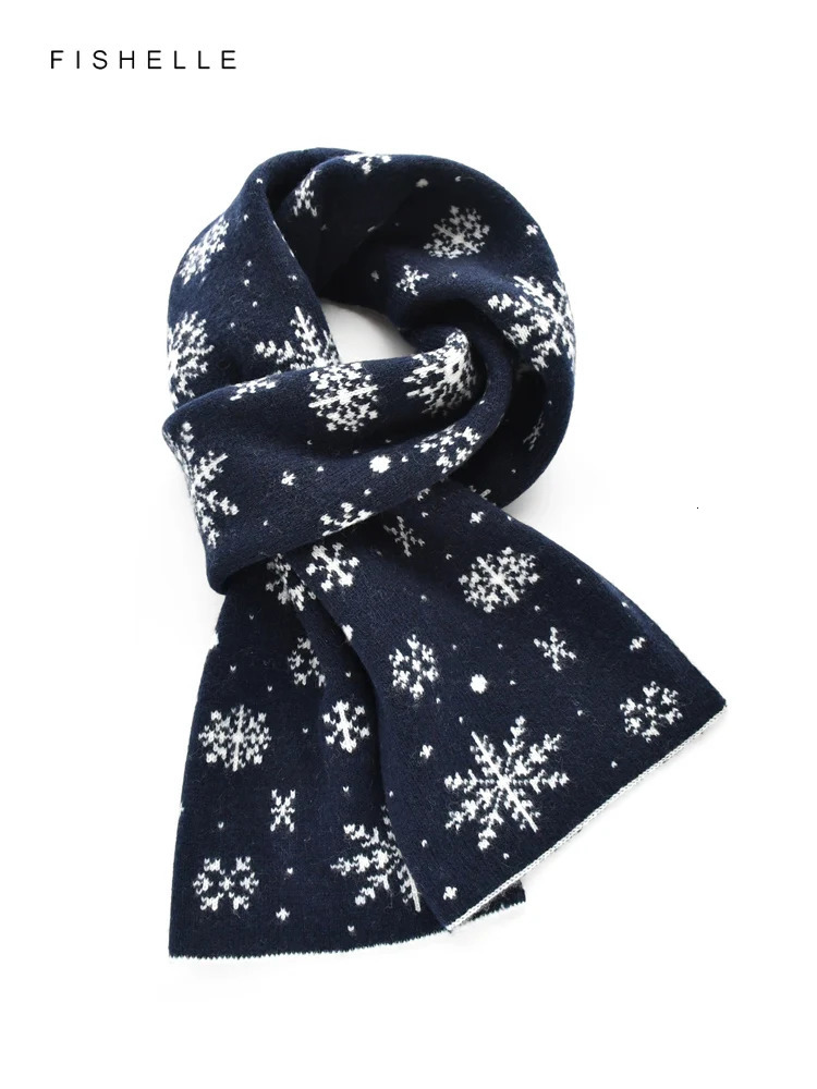 Christmas Scarf Fashion Gifts Red Green Elk Snowflake Autumn Winter Knitted Wool Warmth Year Scarves For Adults Kids 241220