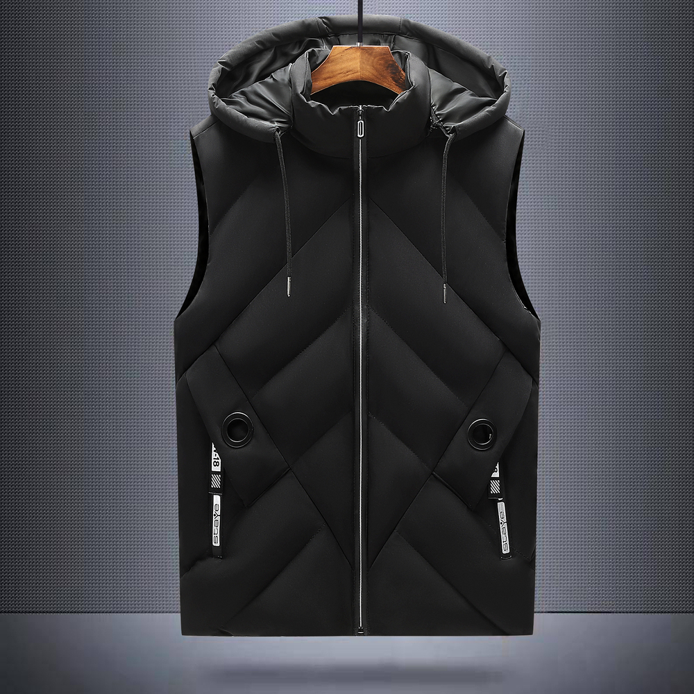 2025 New Fashion Spring Autumn Down Cotton Vest Men's Jacket Young Leisure Winter Self-cultivation