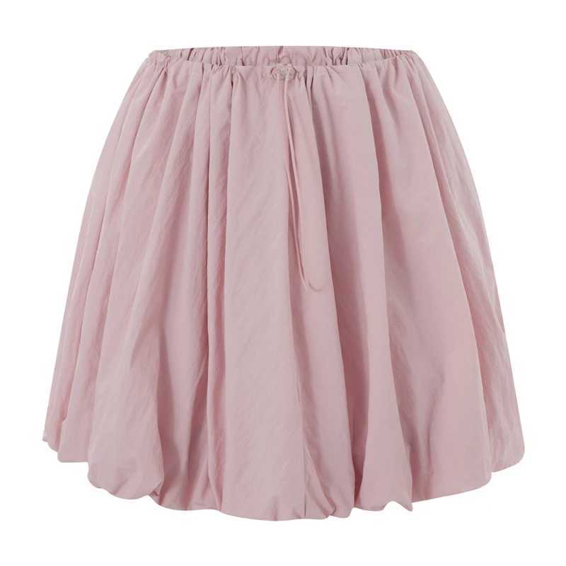 Y2K Vintage Loose Fitting Elastic Waist Short Lantern Skirt Casual Solid Color oon A-line Skirt Women Puff Mini SkirtsXJ241221