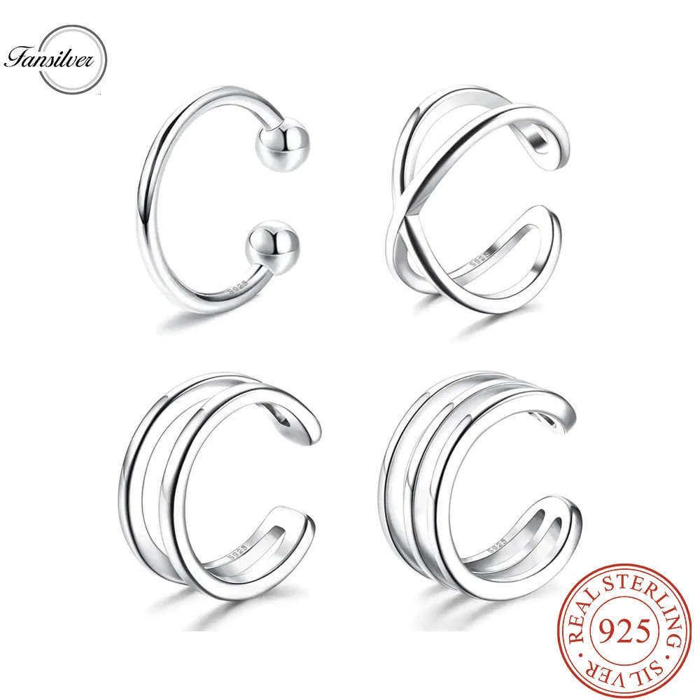 Fansilver Cuff Earrings S925 Sterling Silver Non-Piercing Earcuff Cartilage Earrings Conch Ear Clips for Women Ear Jewelry 241220