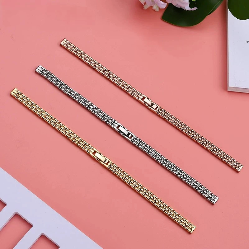 6mm 8mm 10mm 12mm 14mm 16mm Bright Women Small Size strap Universal Stainless Steel fashion Ladies watchband rose gold Bracelet 241220