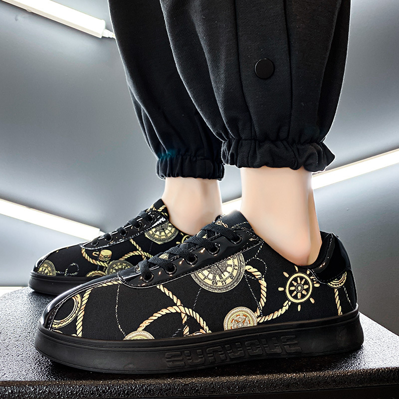 Men Sports Shoes Thick Sole Fashion Plus Size Designer Shoes Trendy Print Versatile Breathable Casual Style Triple Black Grey Gold Free shipping