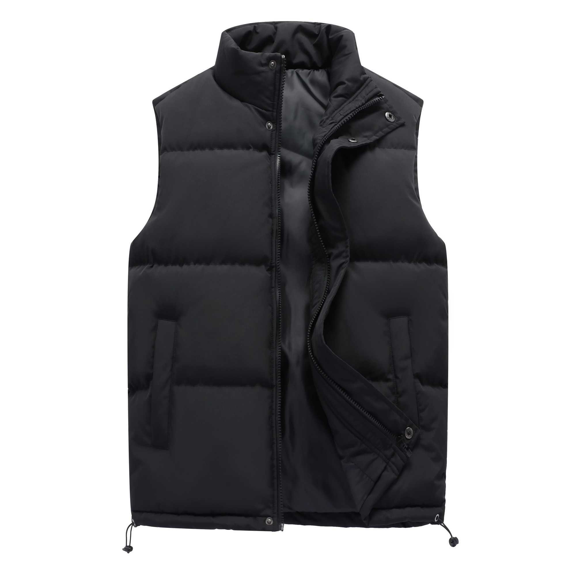 New Autumn Men Warm Solid Color Down Vest Men Outdoor Windproof Zipper Casual Fashion Style Vest Male Autumn Winter Coat VestXJ241221