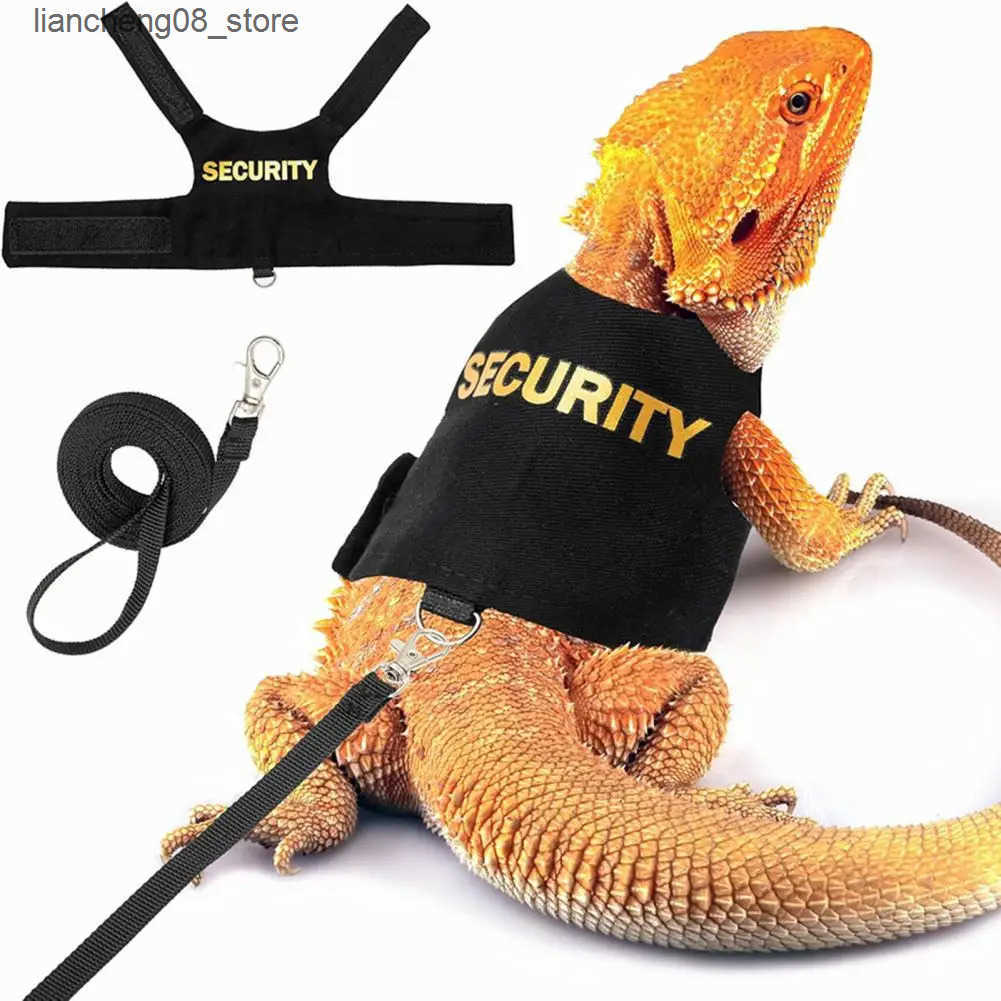 Other Pet Supplies Lizard Leash Harness Soft Padding Reptile Bearded Dragon Vest Top with Hook And Loop Small Animals Security Print Clothes L240910
