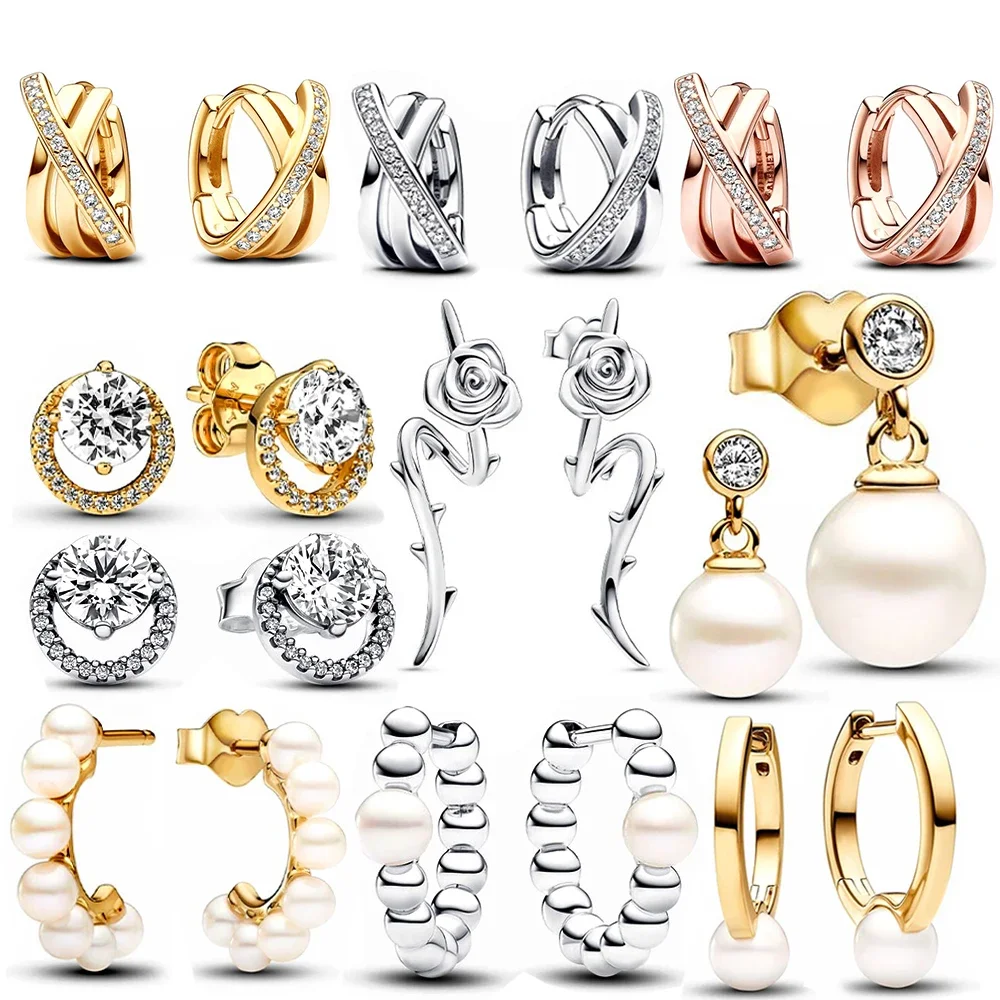 Silver Earrings With S925 Snake Certification, Open Ring, Pearl Ring, Women's Earrings, High Quality And Exquisite Jewelry Gifts, Free Shipping