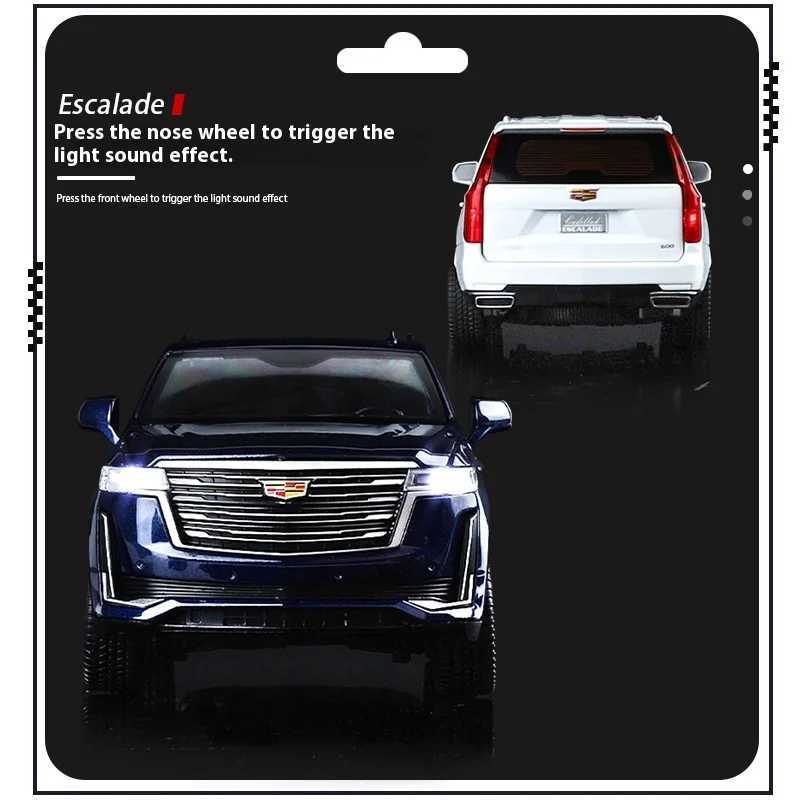 1 24 Cadillac Escalade SUV Alloy Car Diecast Metal Model Sound Light Toy Computer Desktop Ornaments Children Gift SimulationXJ241221