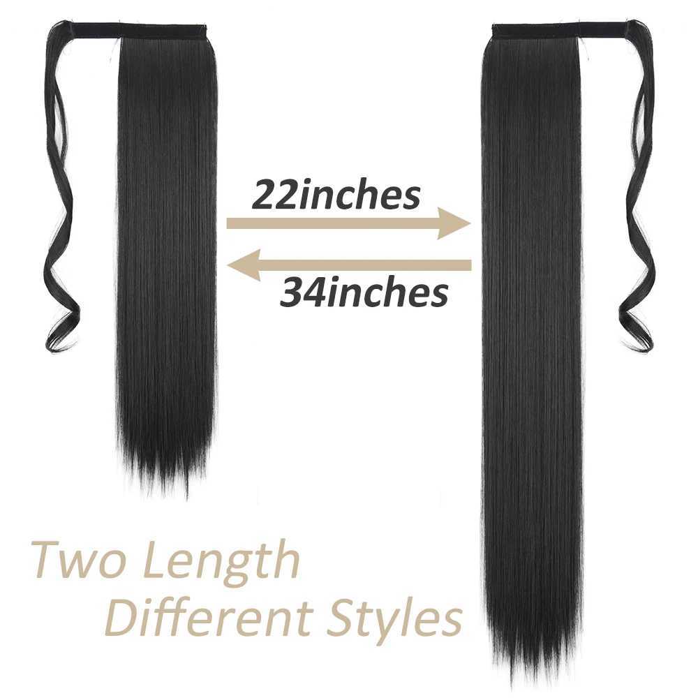 Synthetic Long Straight Ponytail Extensions 22 Inch Wrap Around Light Golden Brown Ponytails Hair Piece Pony Tail Hair ExtensionXJ241221