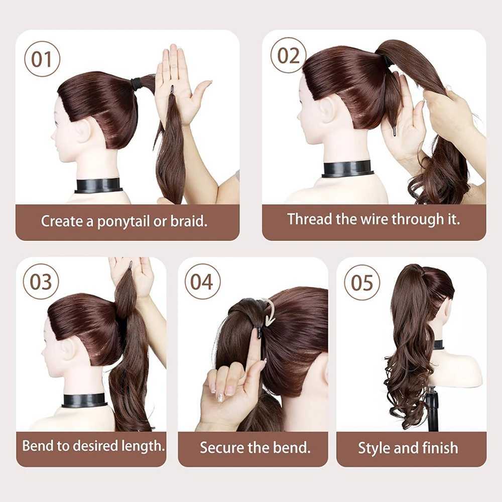 AZQUEEN 30Inch Synthetic Flexible Wrap Around PonyTail Length Ponytail Extensions Blonde Ponytail Hairpieces For Women Daily UseXJ241221