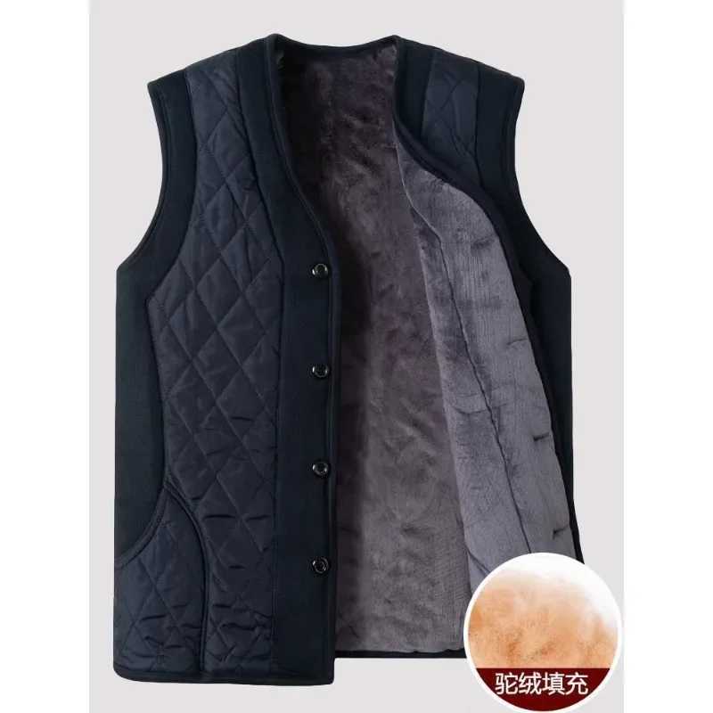 Fleece Warm Vest Coats Men Thick Lightweight Padded Lamb Warm Plus Velvet Sleeveless Jackets Buttons Thermal Fashion JacketsXJ241221