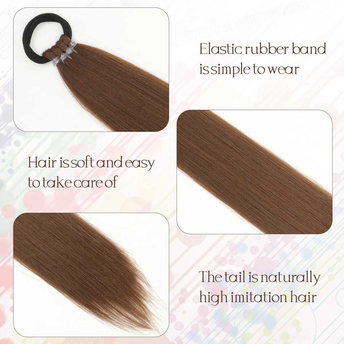 Braid DIY Ponytail Extensions Synthetic With Hair Tie Wrap Around Hair Braid Extensions Tail Rubber Band Hair Ring 28 Inch OmbreXJ241221