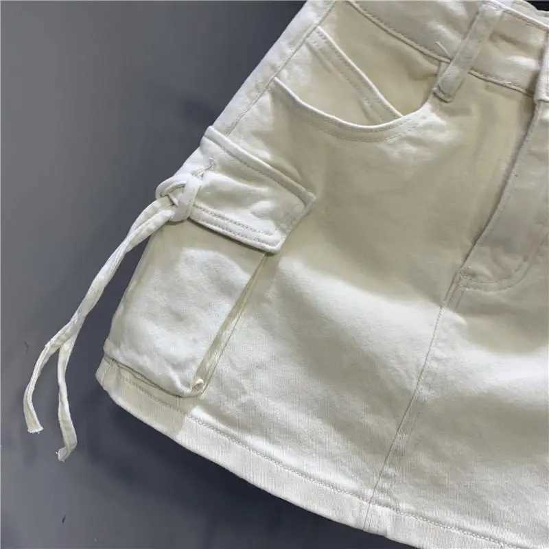 2024 New Fashion Three Dimensional Strap Pocket Wash High Tooling Denim Skirt Women Y2K Summer Vintage Casual Joker A SkirtXJ241221