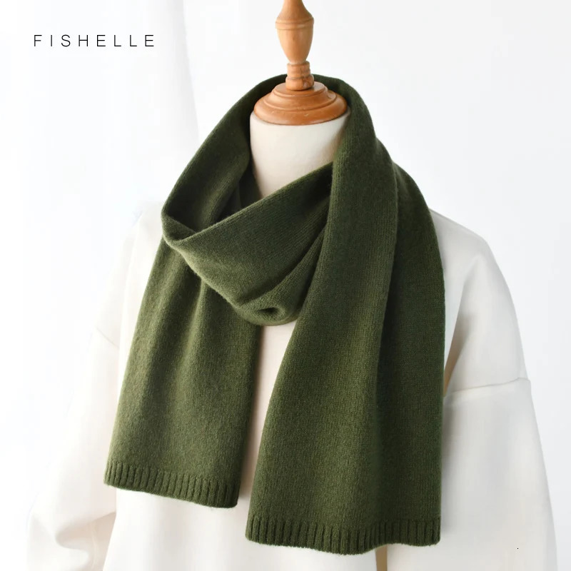 cashmere scarves army green women and men winter knitted scarf adults warm wool man small scarves solid color 241220