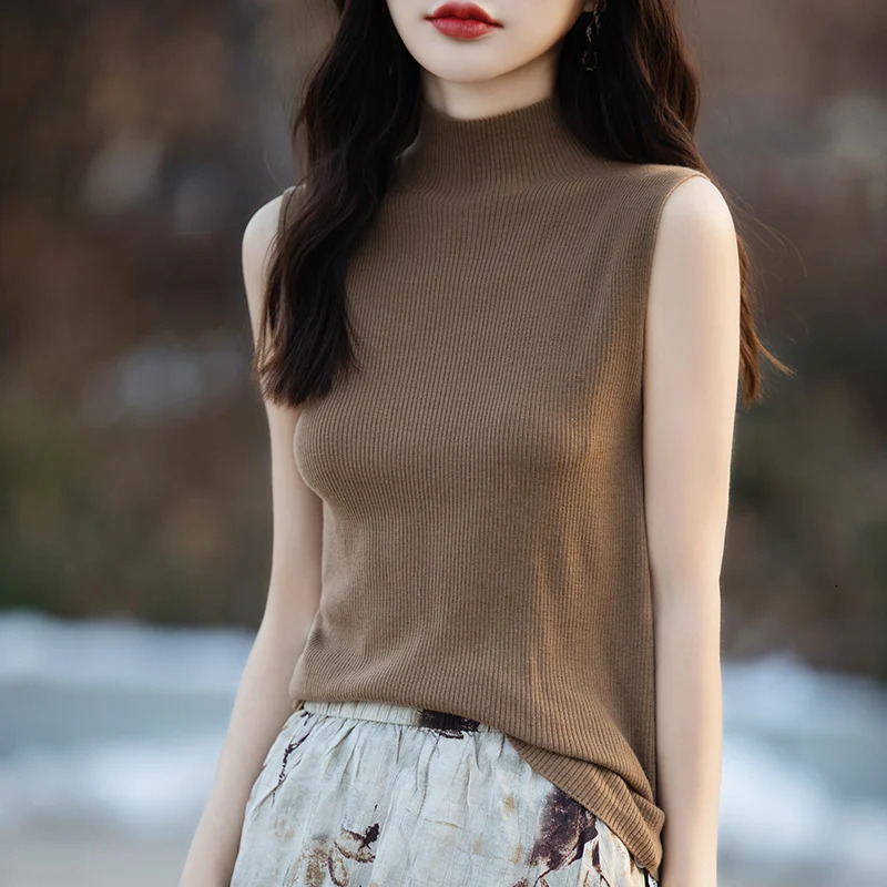 Spring and summer Cashmere Vest Women Sleeveless Soft Ladies Knit 241218