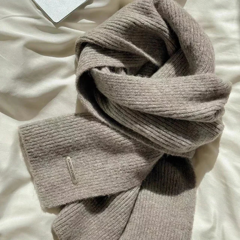 High Quality Classic Wool Solid Scarf Men Women Winter Autumn Knitted Thick Warm Soft Muffler Male Female Korean Version Scarf 241220
