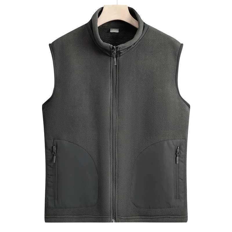 New Fashion Autumn Winter Stand Up Collar Cardigan Vest MenS Fashion Versatile Casual Flannel Warm Sleeveless Waistcoat CoatXJ241221