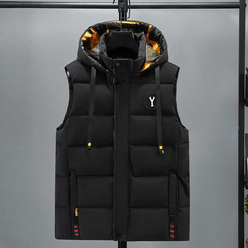 2024 Fashion Mens Vest Cotton Padded Autumn and Winter Sleeveless Jacket Casual Solid Plus Size 5XL High Quality WaistcoatXJ241221