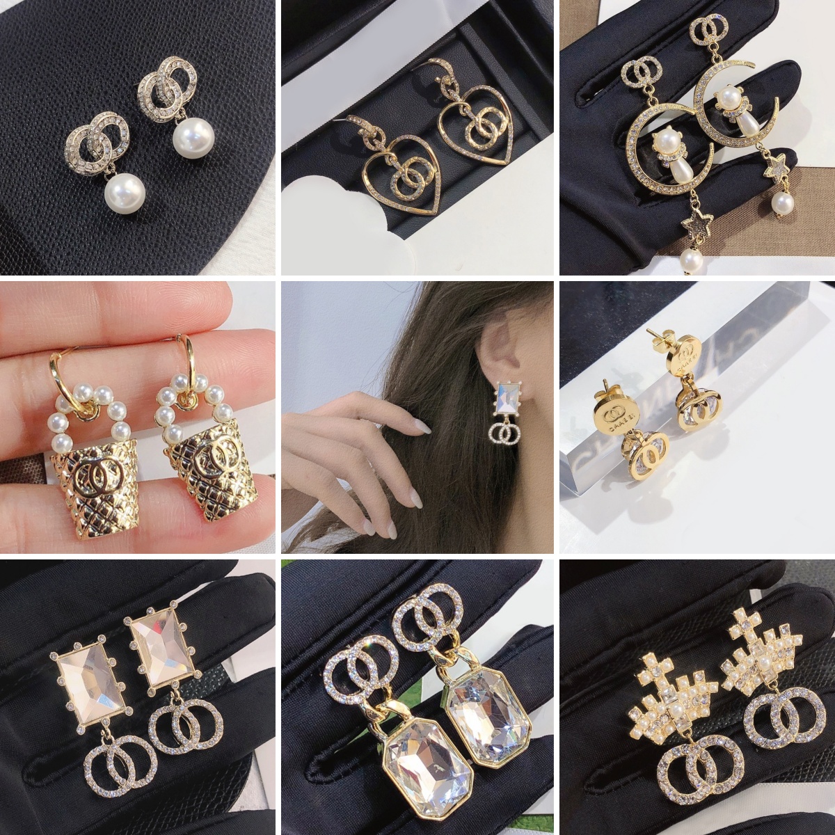 Earrings Stud High Quality Women Stainless Steel Letter Gold Plated Crystal Pearl Earring Loop Drop Party Wedding Jewelry Birthday Gifts