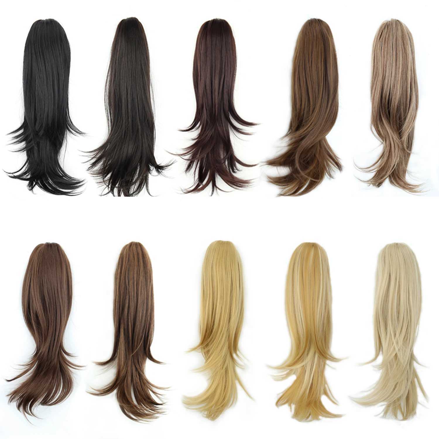 MERISIHAIR Synthetic 18Inch Natural Wavy Ponytail Hair Extension Black Brown Claw Clip Pony Tail Heat Resistant Fake HairpieceXJ241221